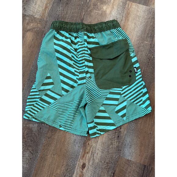 NEFF Olive Green Geo print boardshorts SM - Picture 3 of 9